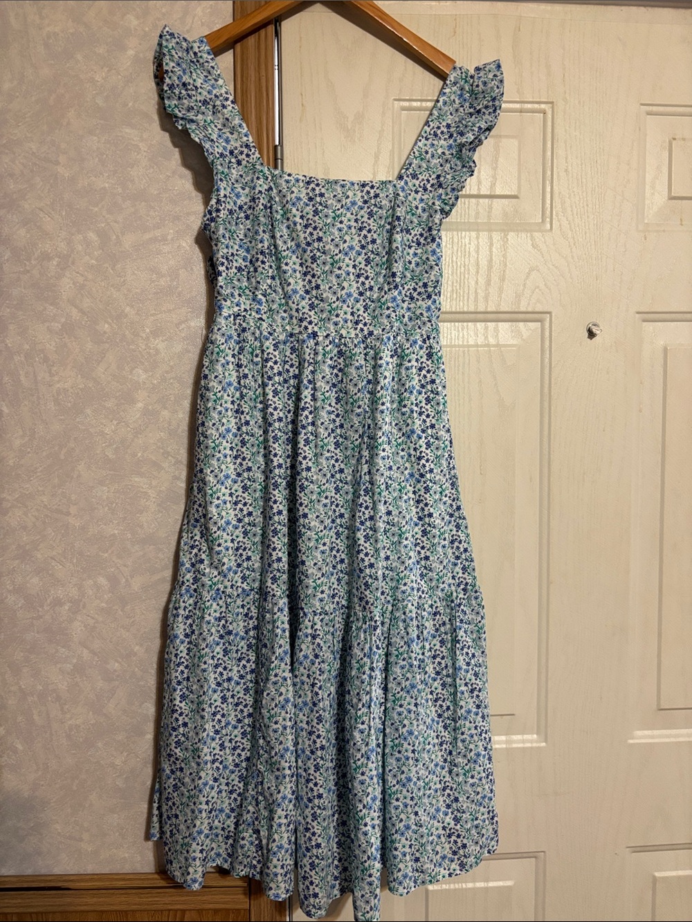 J. Crew Blue and Green Floral Backless Sundress